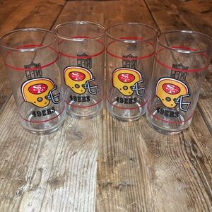Vintage 90s Lot (4) NFL San Francisco 49ers 16 oz. Drinking Glasses Glass Mobil